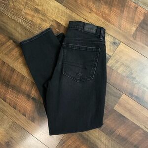 American Eagle Black Super High Rise Ankle Straight Jeans 2